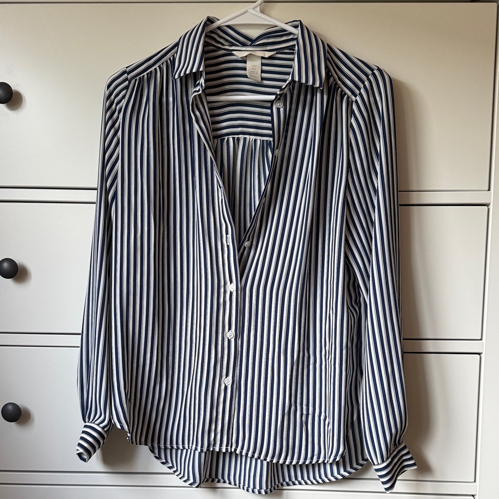 H&M Navy and White Striped Shirt